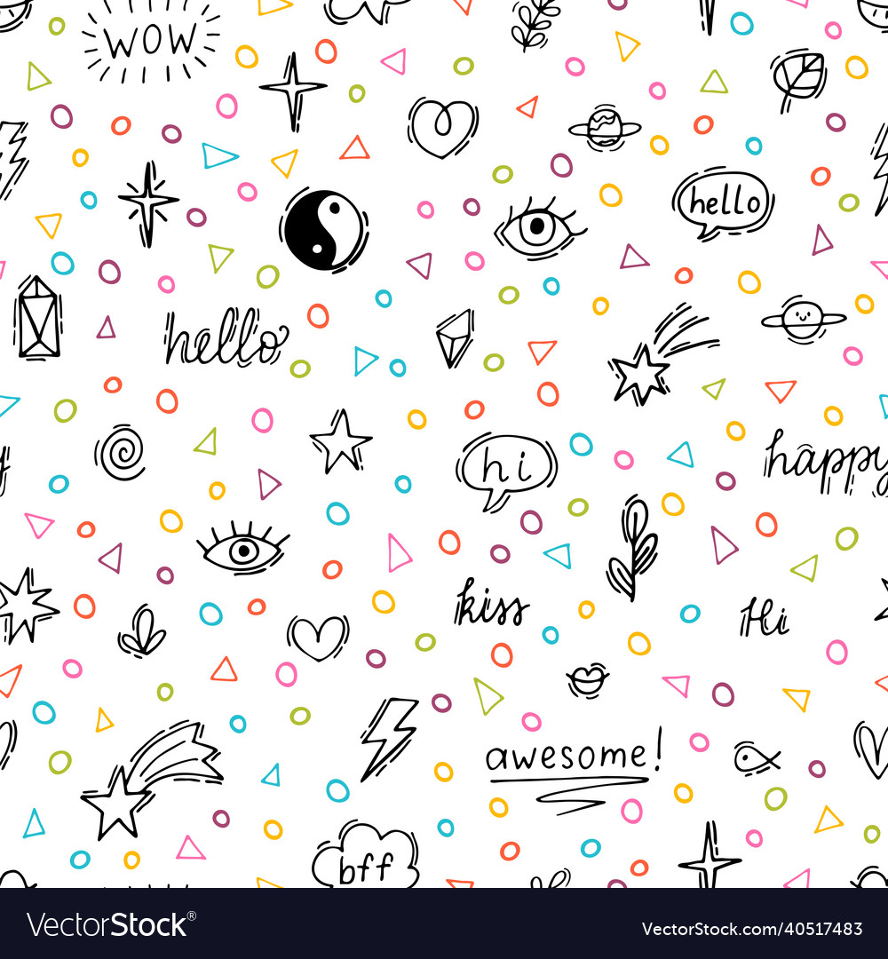 Abstract seamless pattern with doodle elements