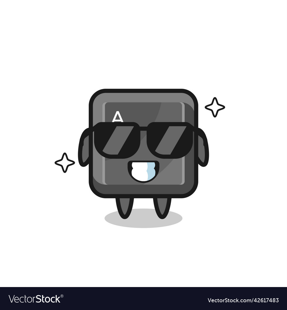 Cartoon mascot of keyboard button with cool