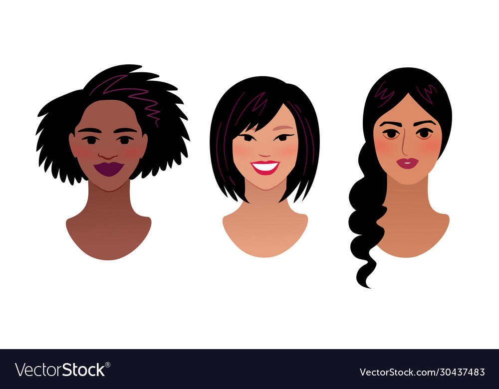 Collection multiethnic female profile pictures Vector Image