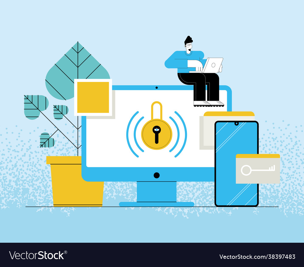 Cybersecurity user in desktop