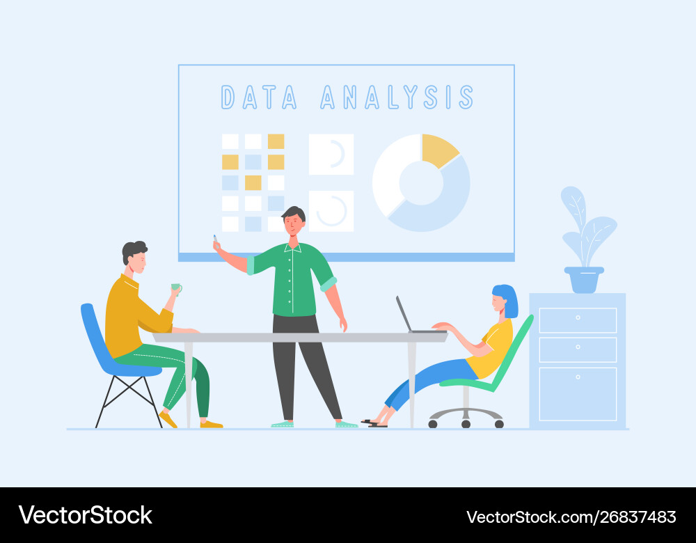 Data analysis concept with characters business Vector Image