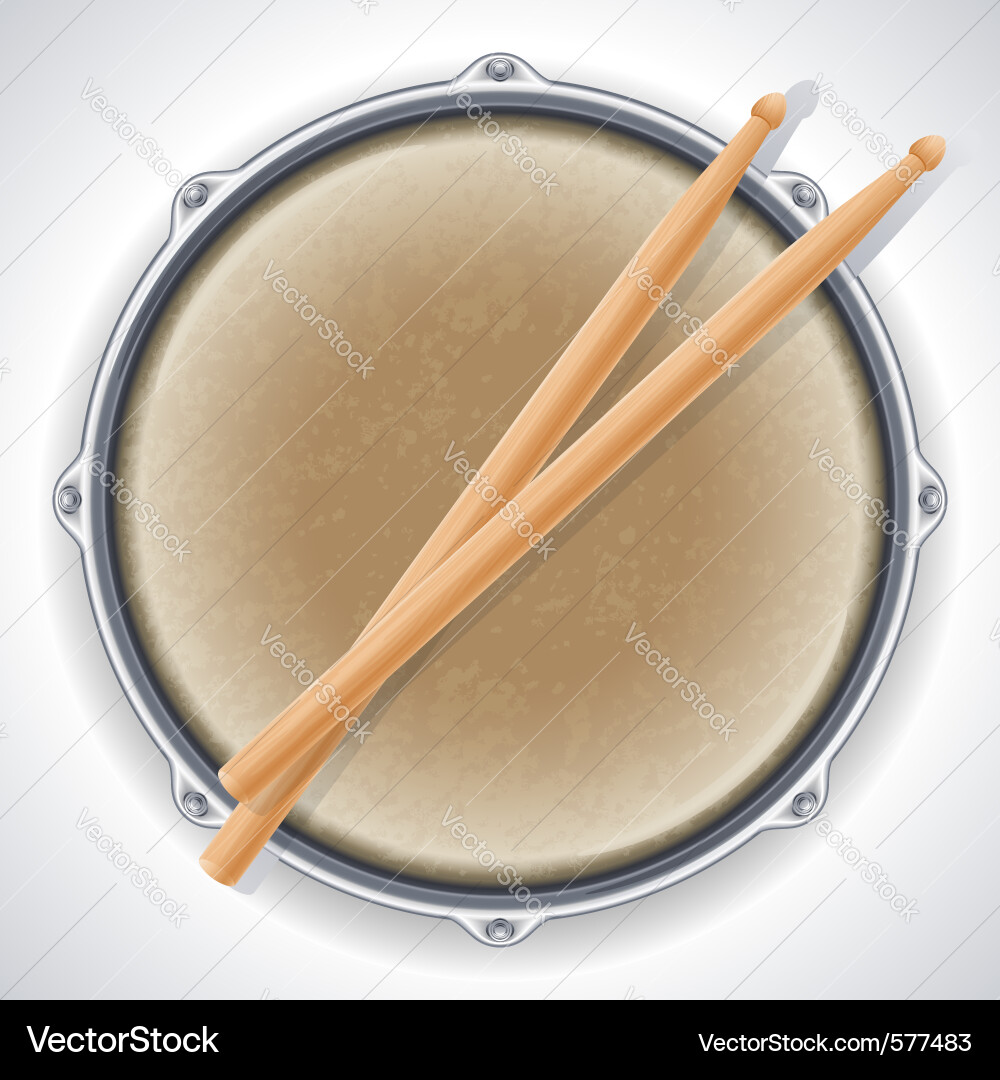 Drum and drumsticks Royalty Free Vector Image - VectorStock