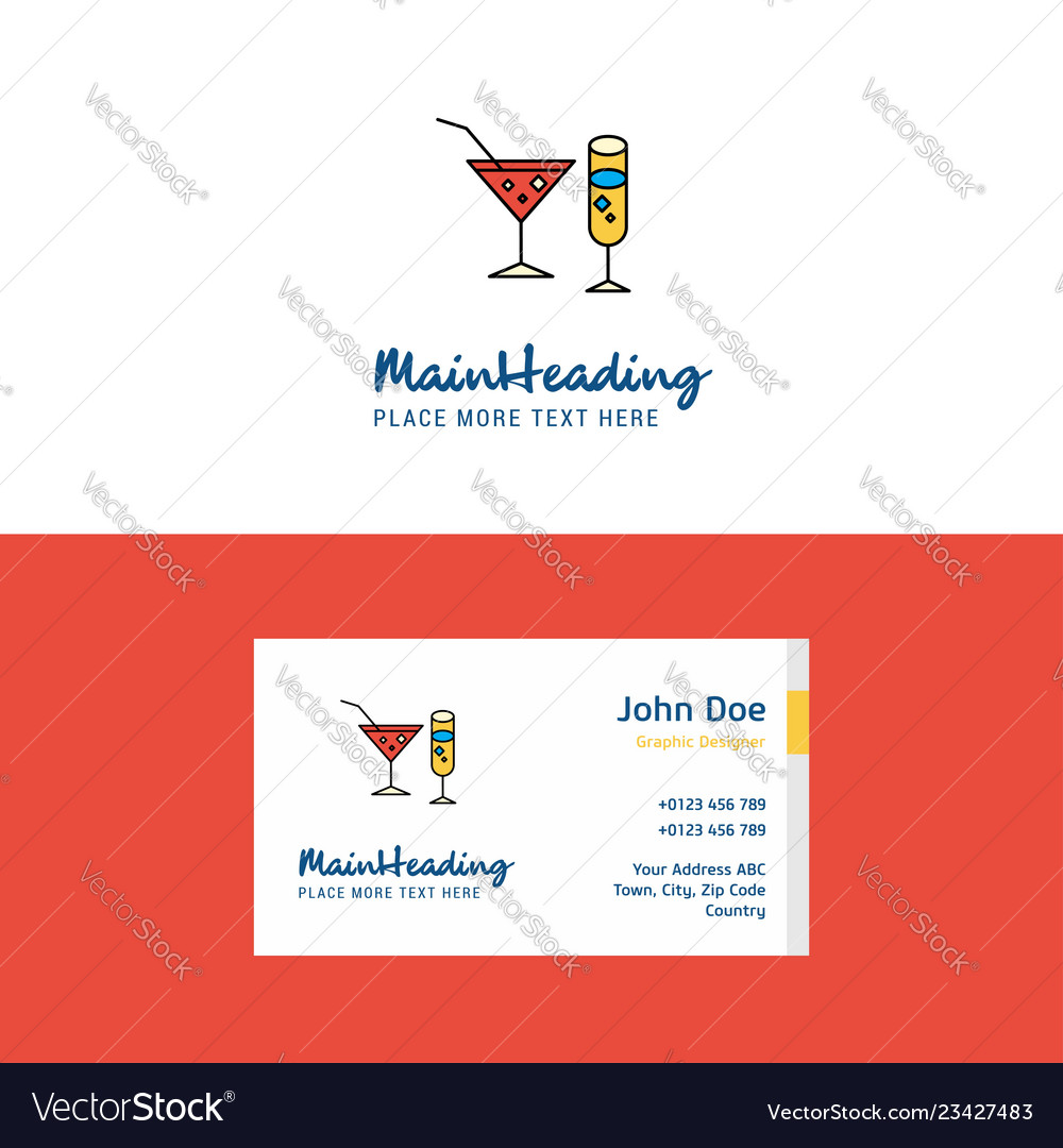 Flat Drinks Logo And Visiting Card Template Vector Image