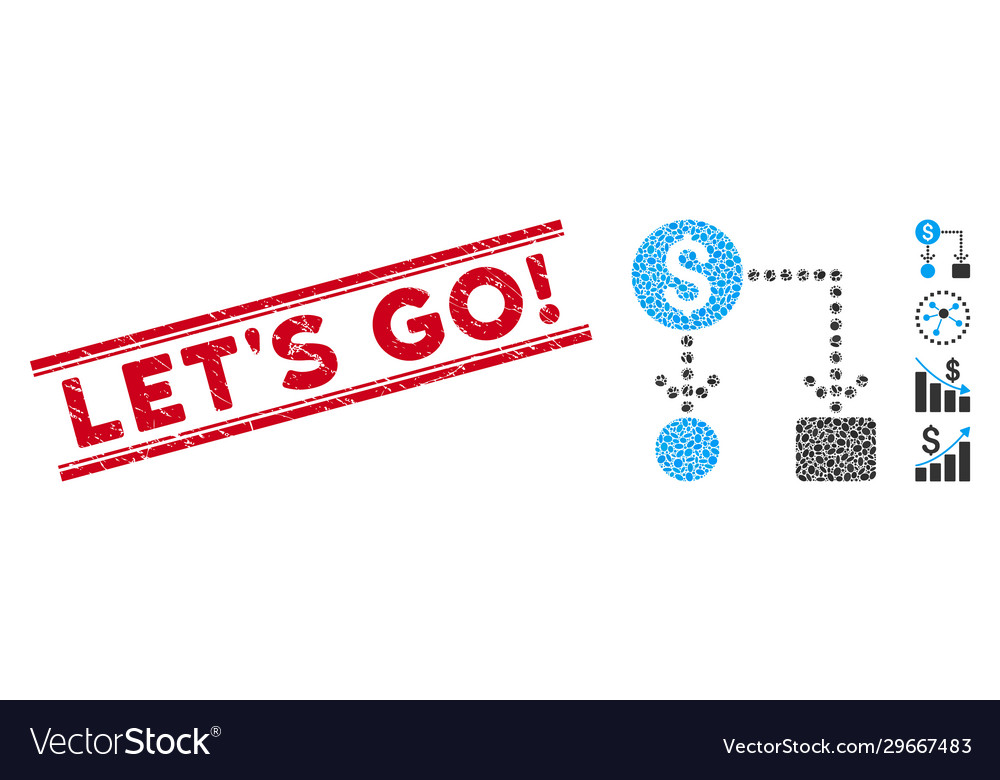 Grunge let s go exclamation line stamp with mosaic vector image Grunge let s go exclamation line stamp with mosaic
