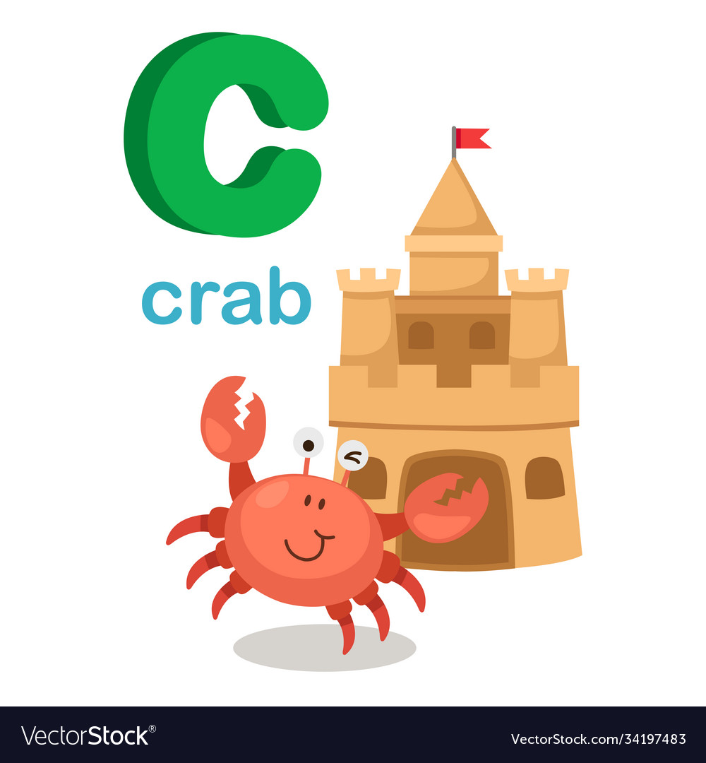 Isolated alphabet letter c crab Royalty Free Vector Image