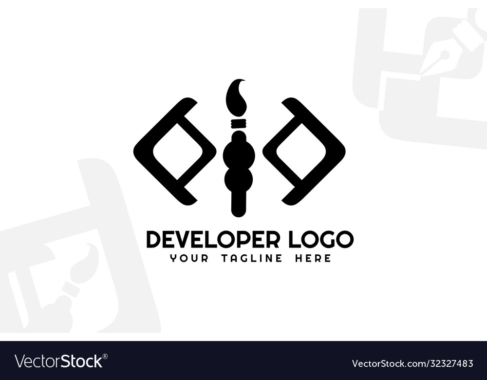Isolated brush developer logogram template Vector Image Isolated brush developer logogram template