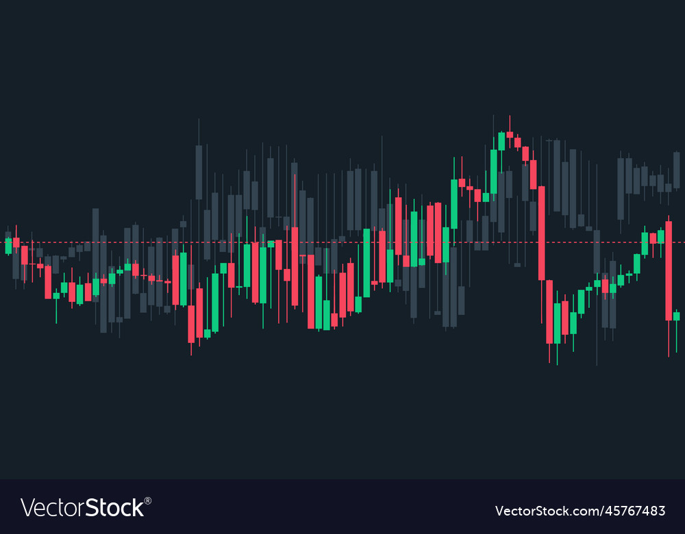 Japanese candlestick graph charts on dark Vector Image