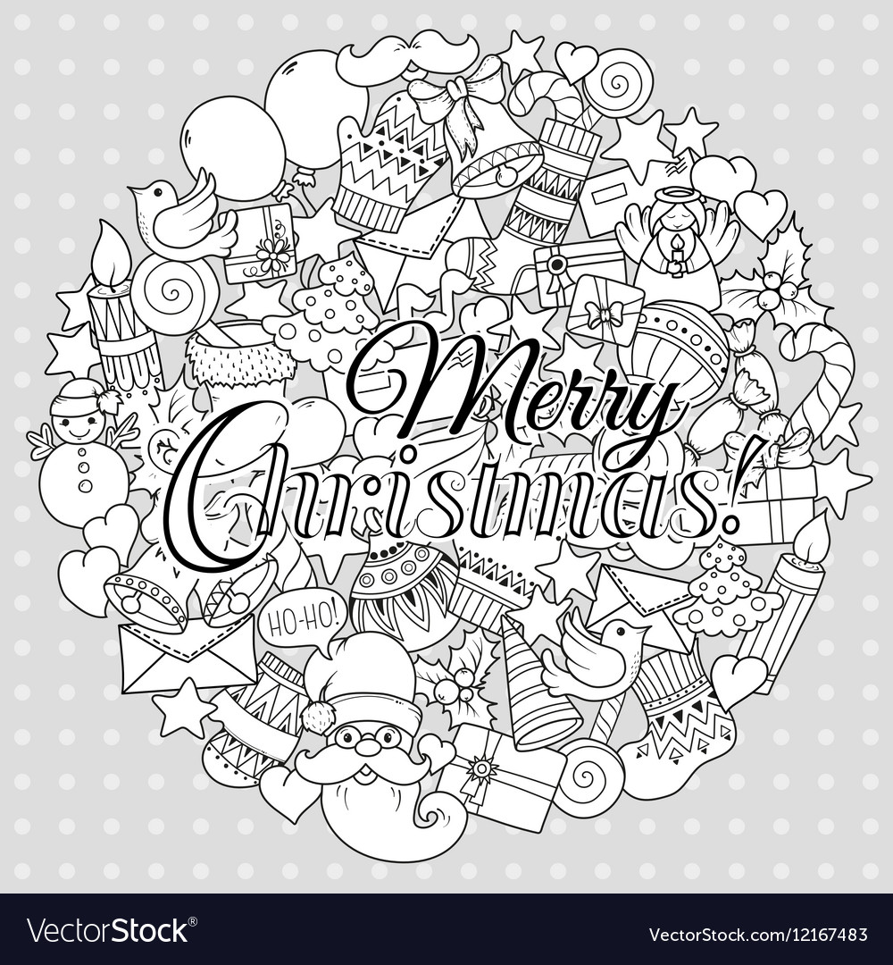 Merry christmas set of xmas monochrome pattern Vector Image