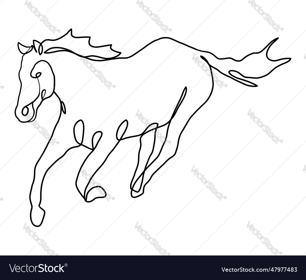 One line art horse drawings Royalty Free Vector Image