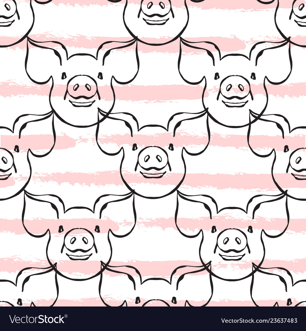 Pig seamless pattern vector image Pig seamless pattern