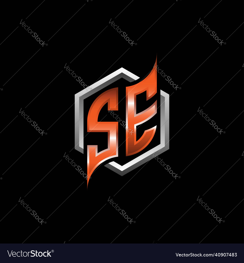 Se monogram geometric orange with hexagonal
