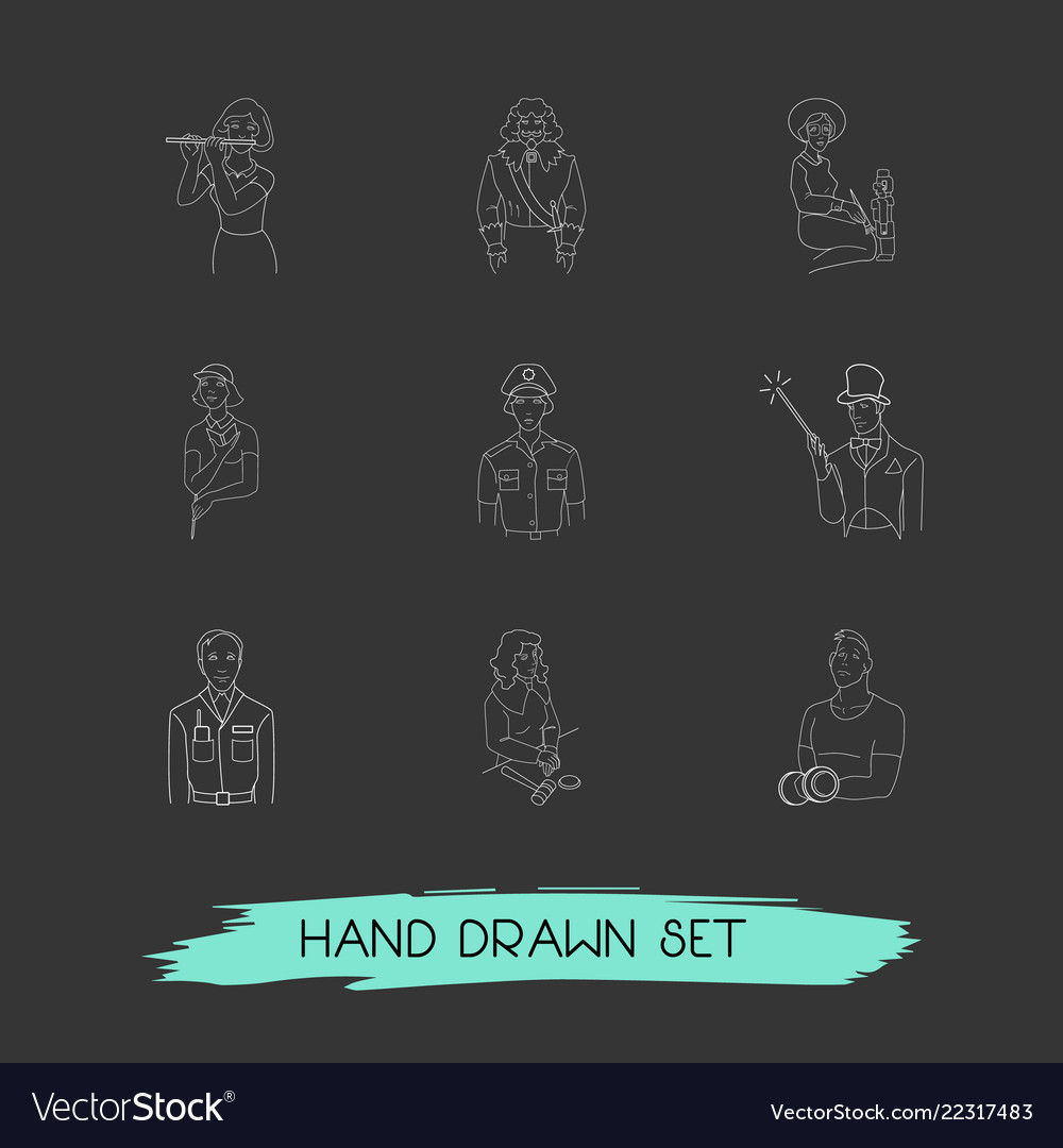Set occupation icons line style symbols vector image Set occupation icons line style symbols