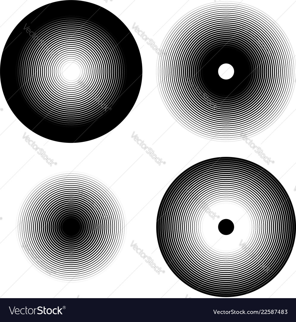 Set of 4 concentric circle elements ripple vector image Set of 4 concentric circle elements ripple