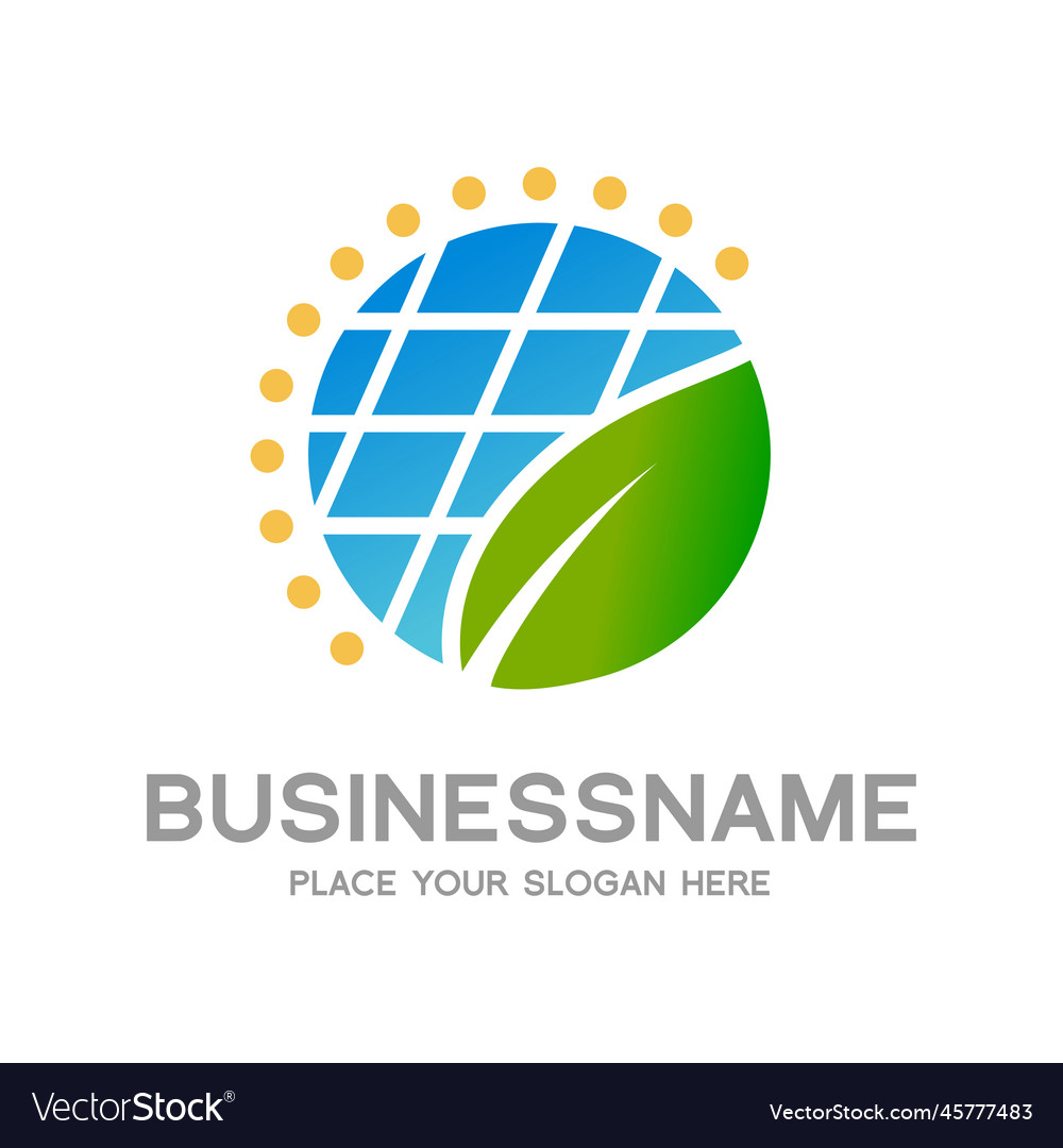 Solar logo template panel and sun design