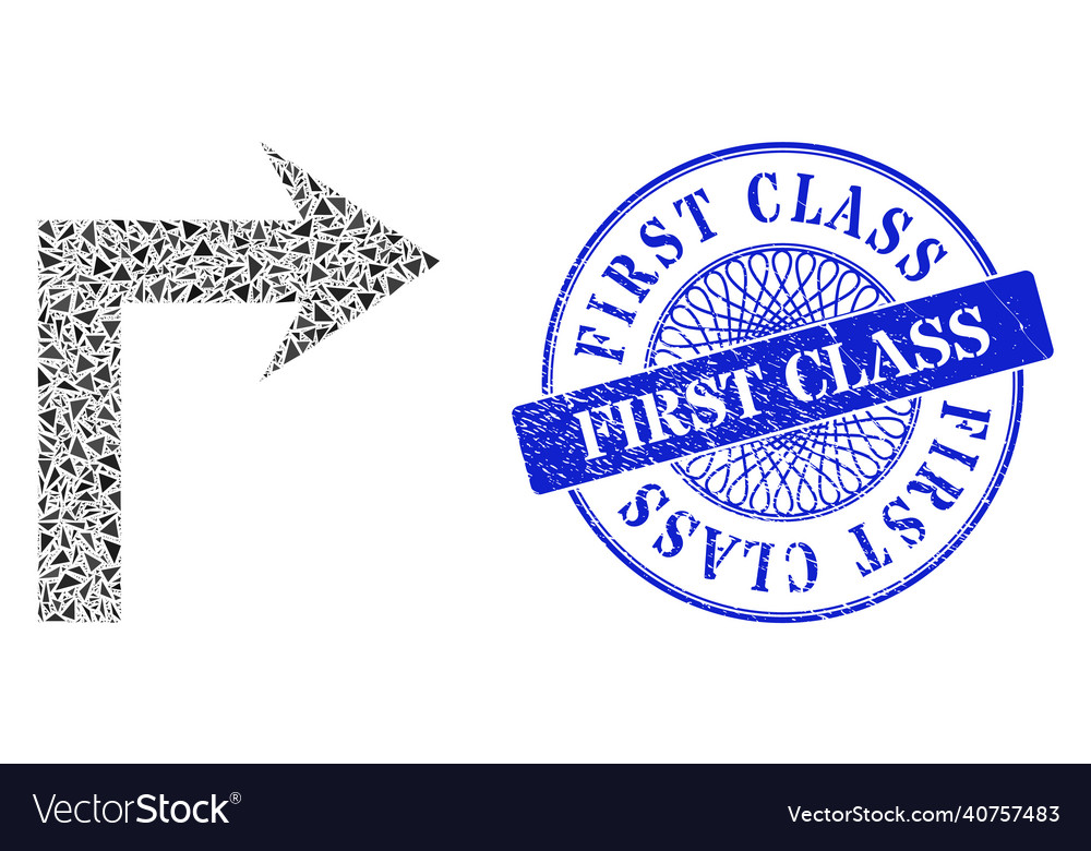 Textured first class stamp and triangle turn right