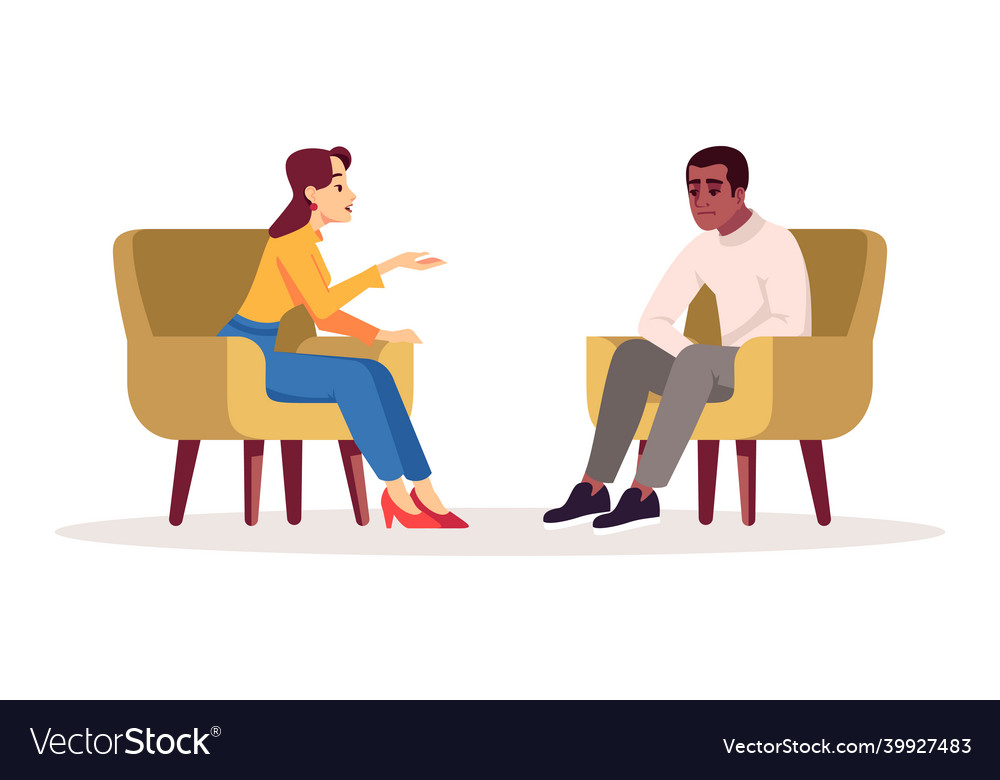 Therapy session semi flat rgb color interview Vector Image