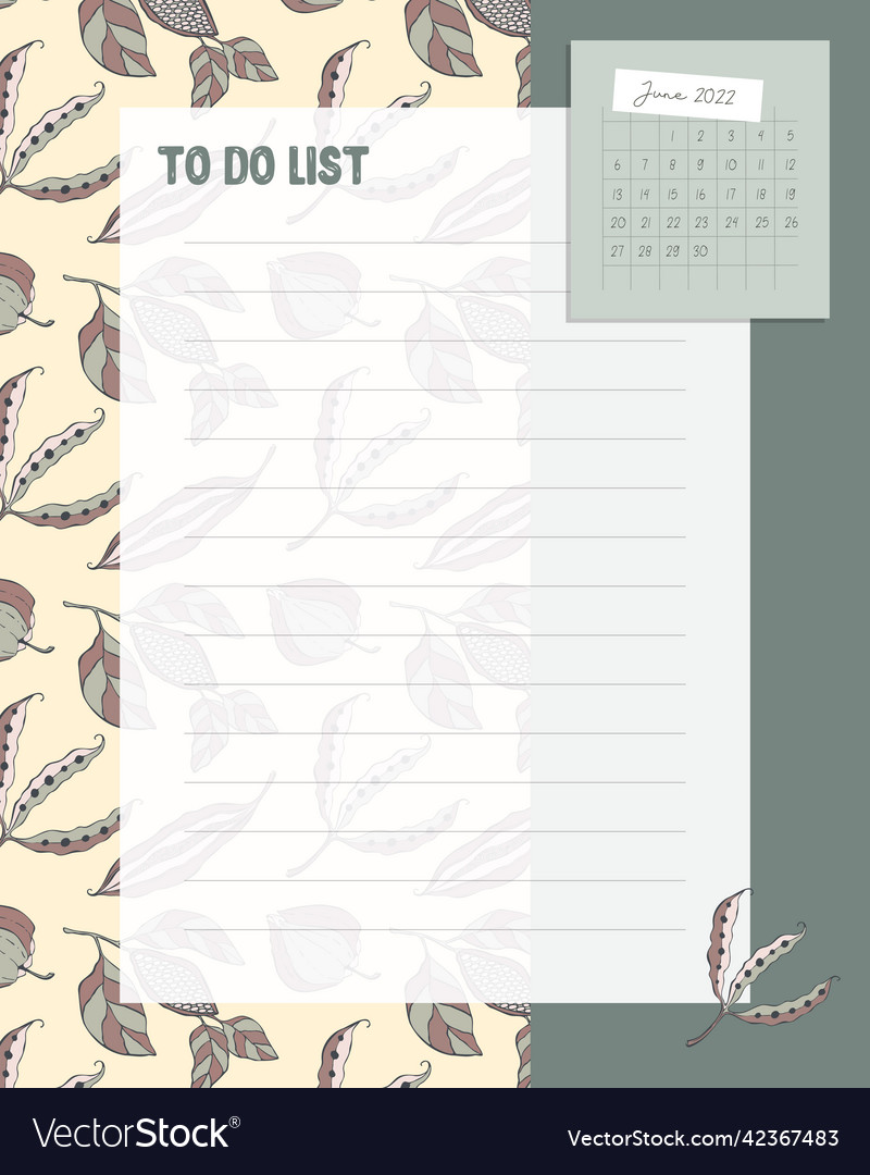 To do list with calendar june 2022 on pattern