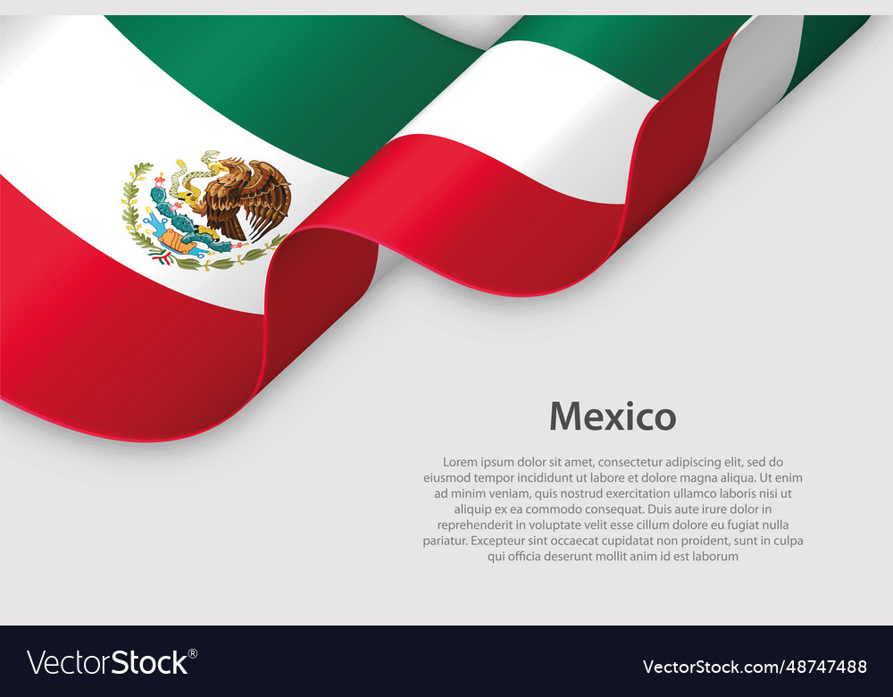 3d ribbon with national flag mexico isolated Vector Image