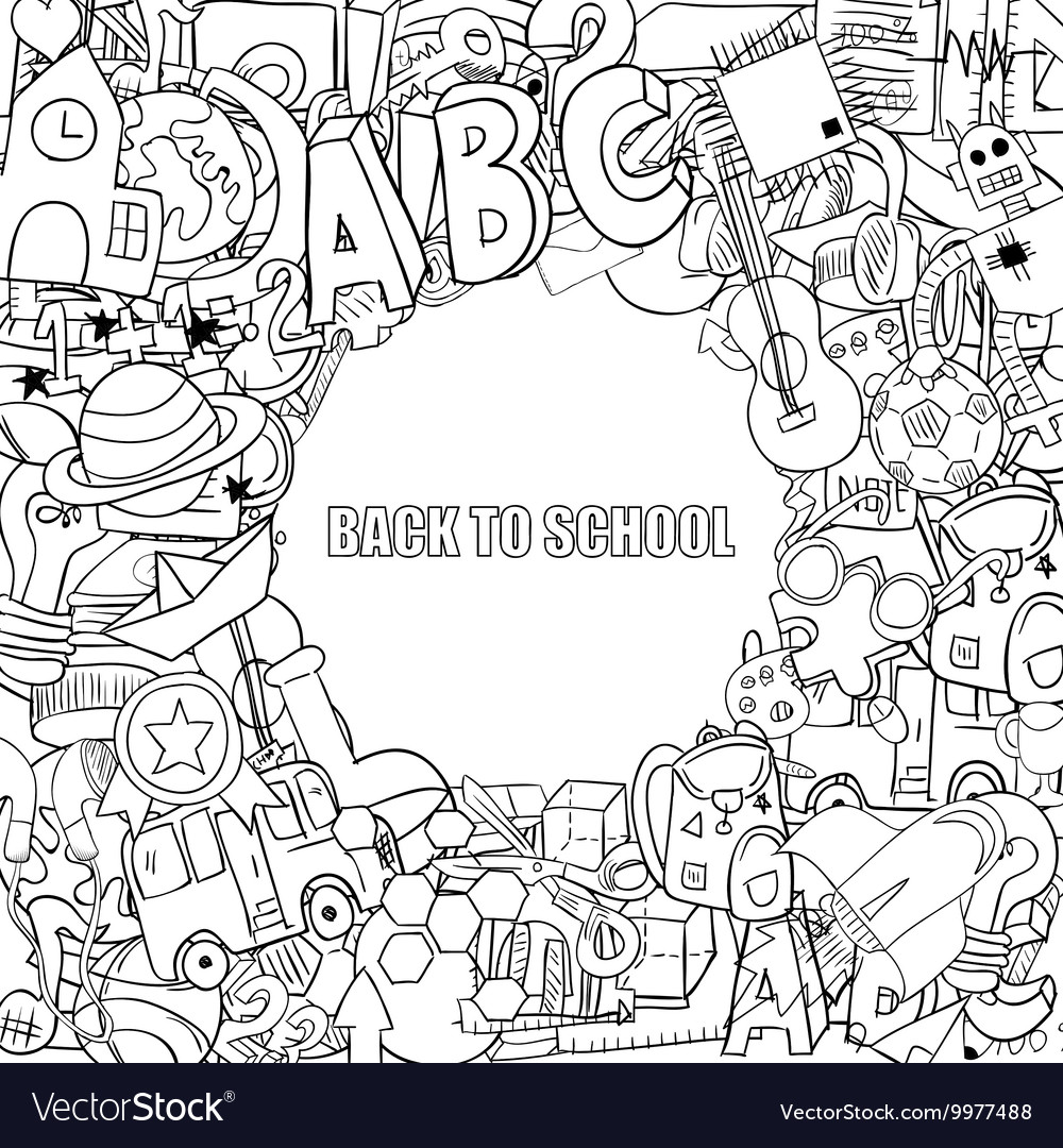 Back to school objects background drawing by hand