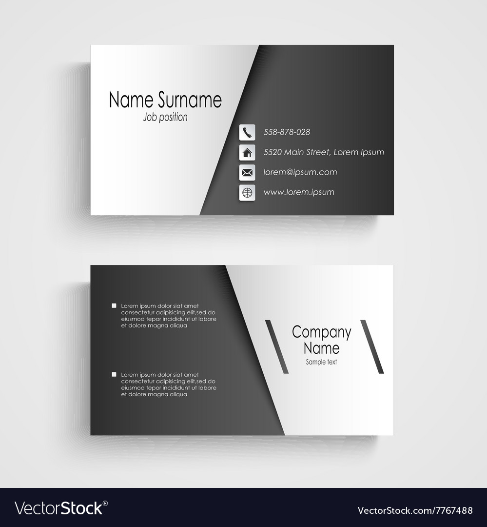 Business card with black and white sticker Vector Image