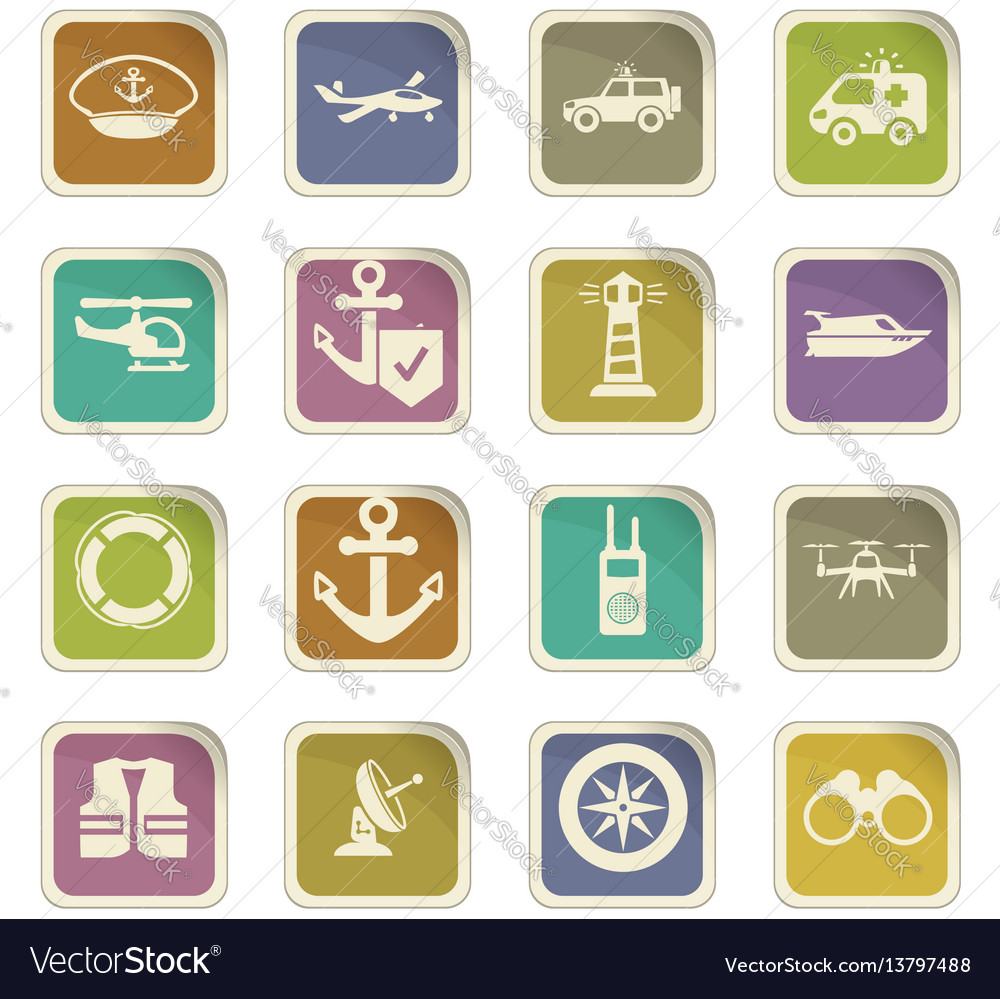 Coast guard icons set Royalty Free Vector Image