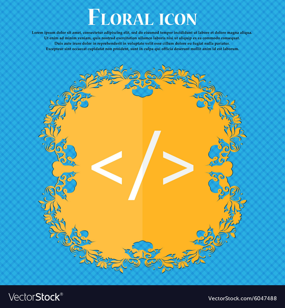 Code sign icon programming language symbol floral
