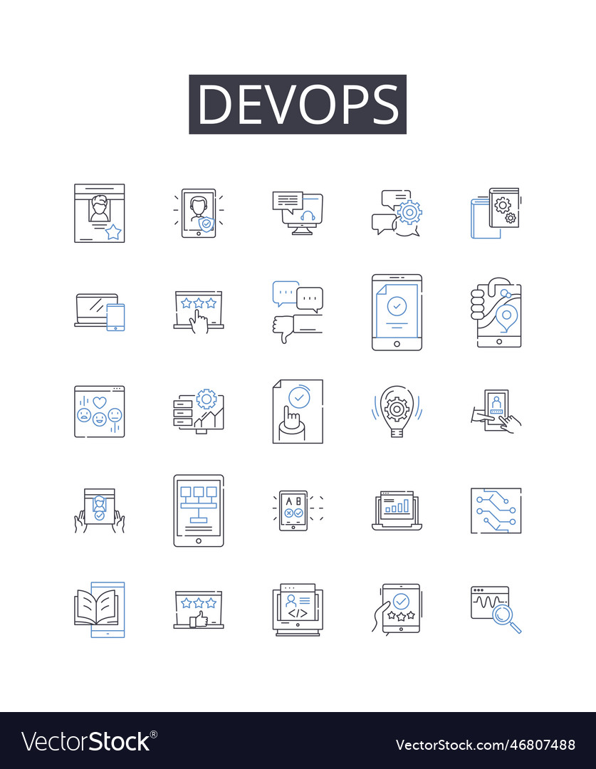 Devops Linie Icons Sammlung agile Entwicklung