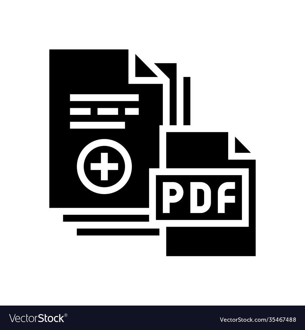 Documentation scan adding in pdf file glyph icon