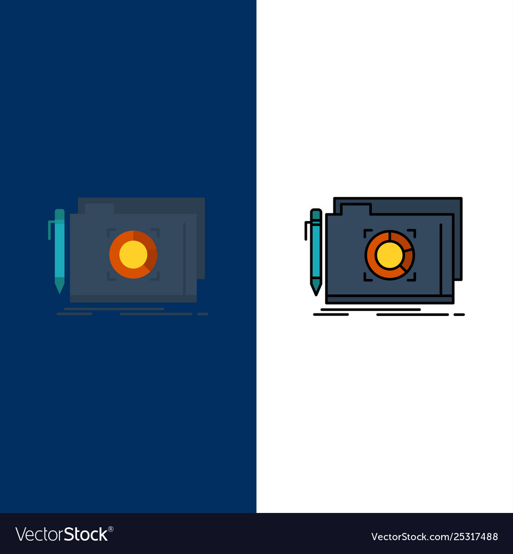 Folder lock target file icons flat and line vector image Folder lock target file icons flat and line