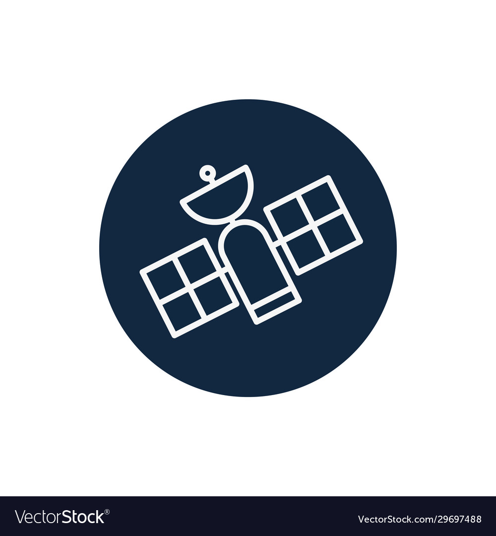 Isolated satellite and planet line block style vector image Isolated satellite and planet line block style
