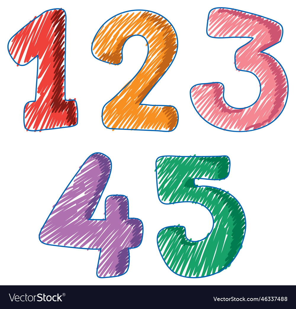 Math number in pencil colour sketch simple style