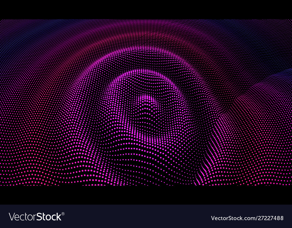 Particle 3d wavy ripple effect color grid surface