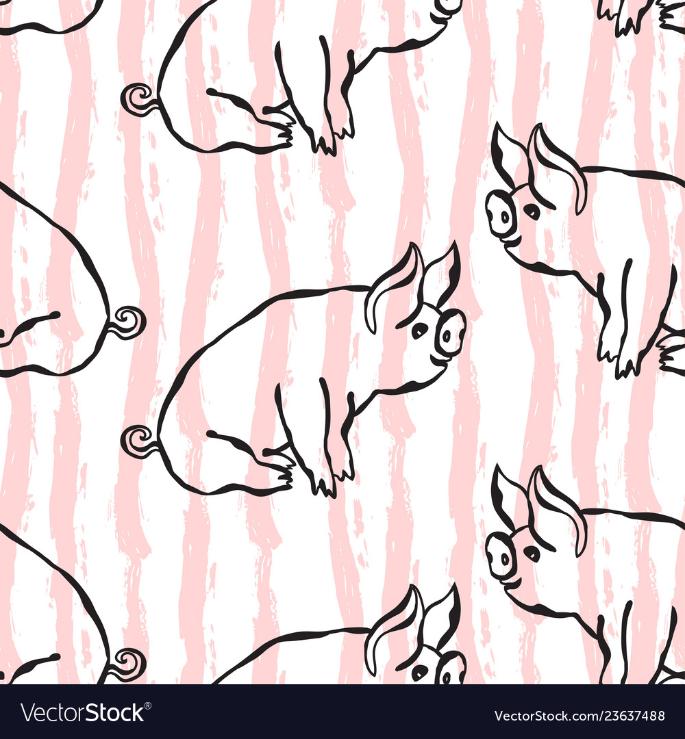 Pig seamless pattern vector image Pig seamless pattern