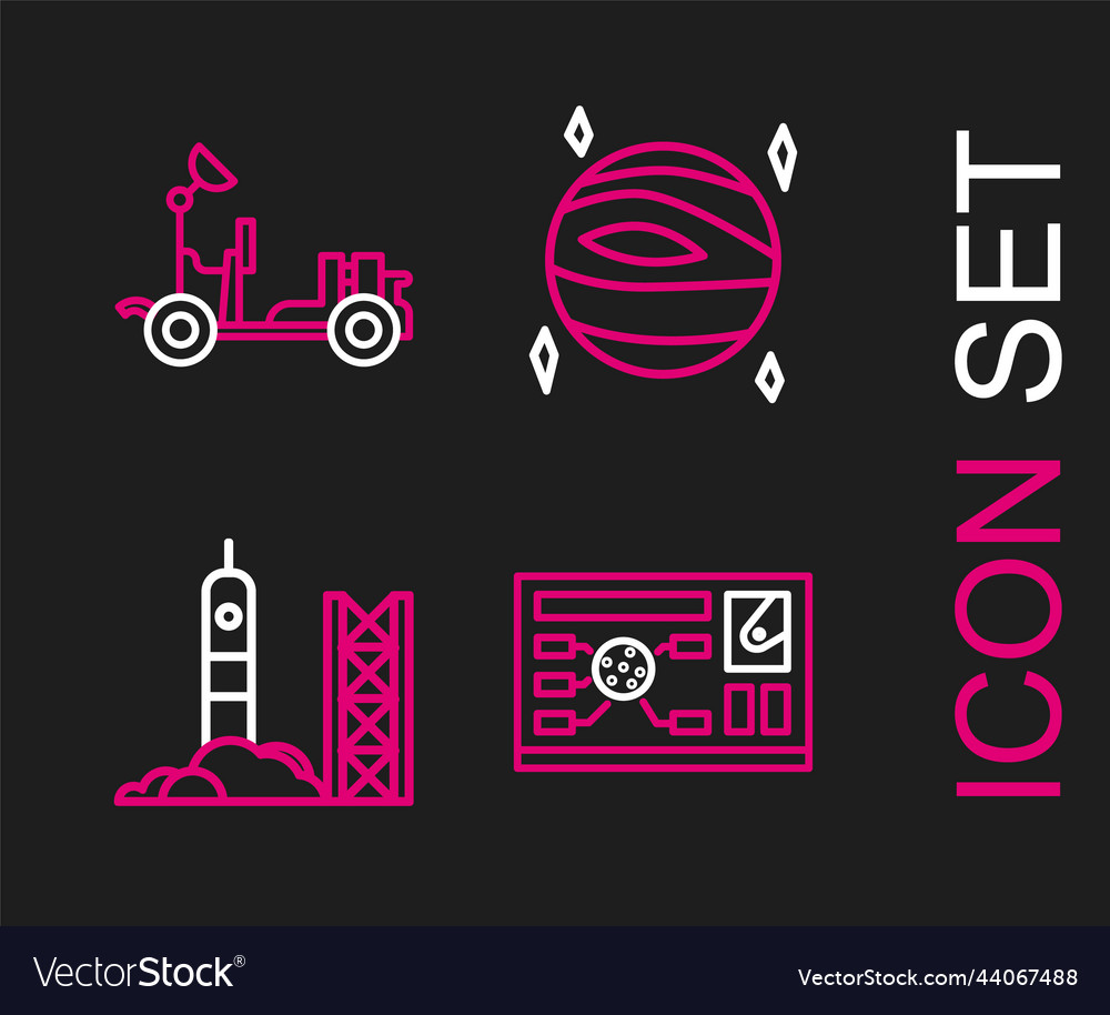 Set line futuristic hud interface rocket launch vector image Set line futuristic hud interface rocket launch