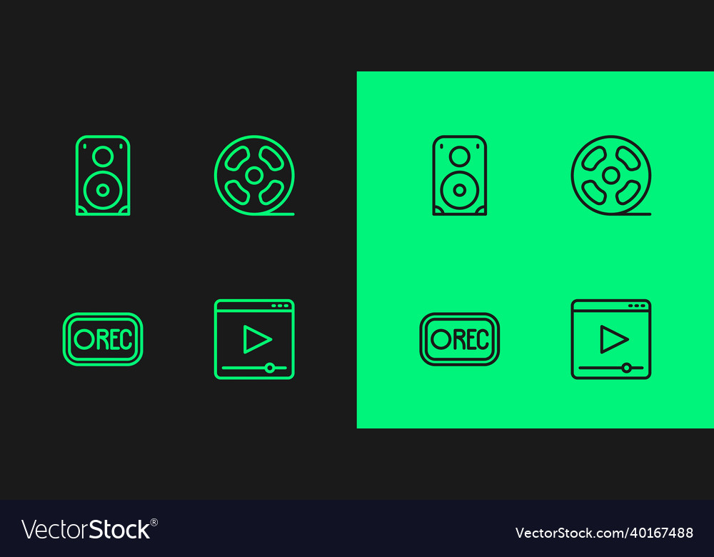 Set line online play video record button stereo