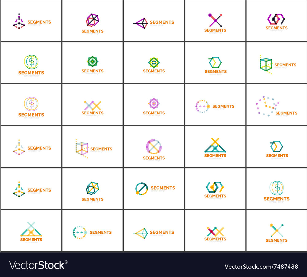 Set of linear abstract logos and swirl shapes
