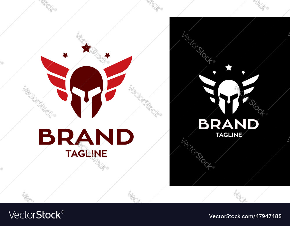 Spartan warrior helmet with wings logo symbol Vector Image