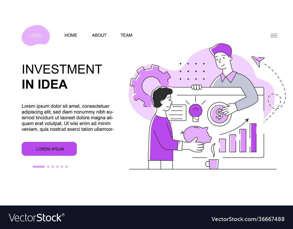 Two male characters are investing money in idea vector image Two male characters are investing money in idea