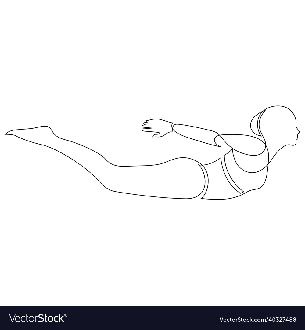 Woman doing yoga locust pose continuous line Vector Image