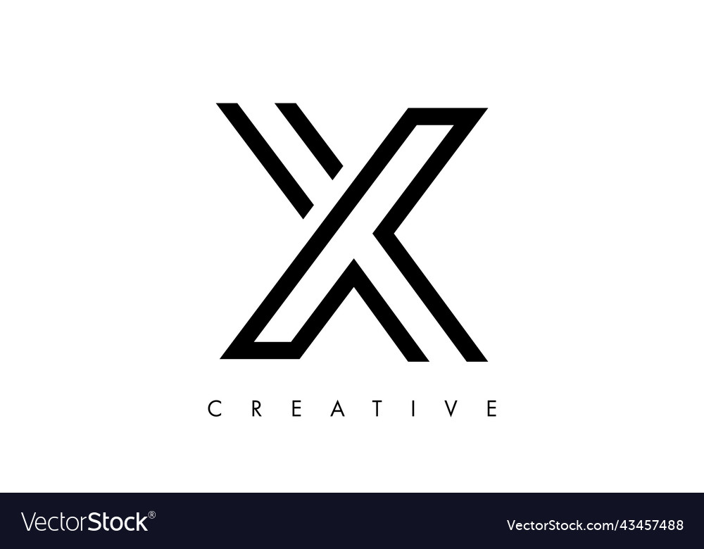 X letter logo monogram with black and white lines Vector Image