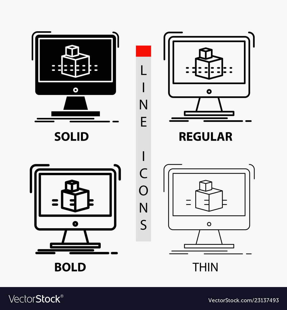 3d cube dimensional modelling sketch icon in thin vector image 3d cube dimensional modelling sketch icon in thin