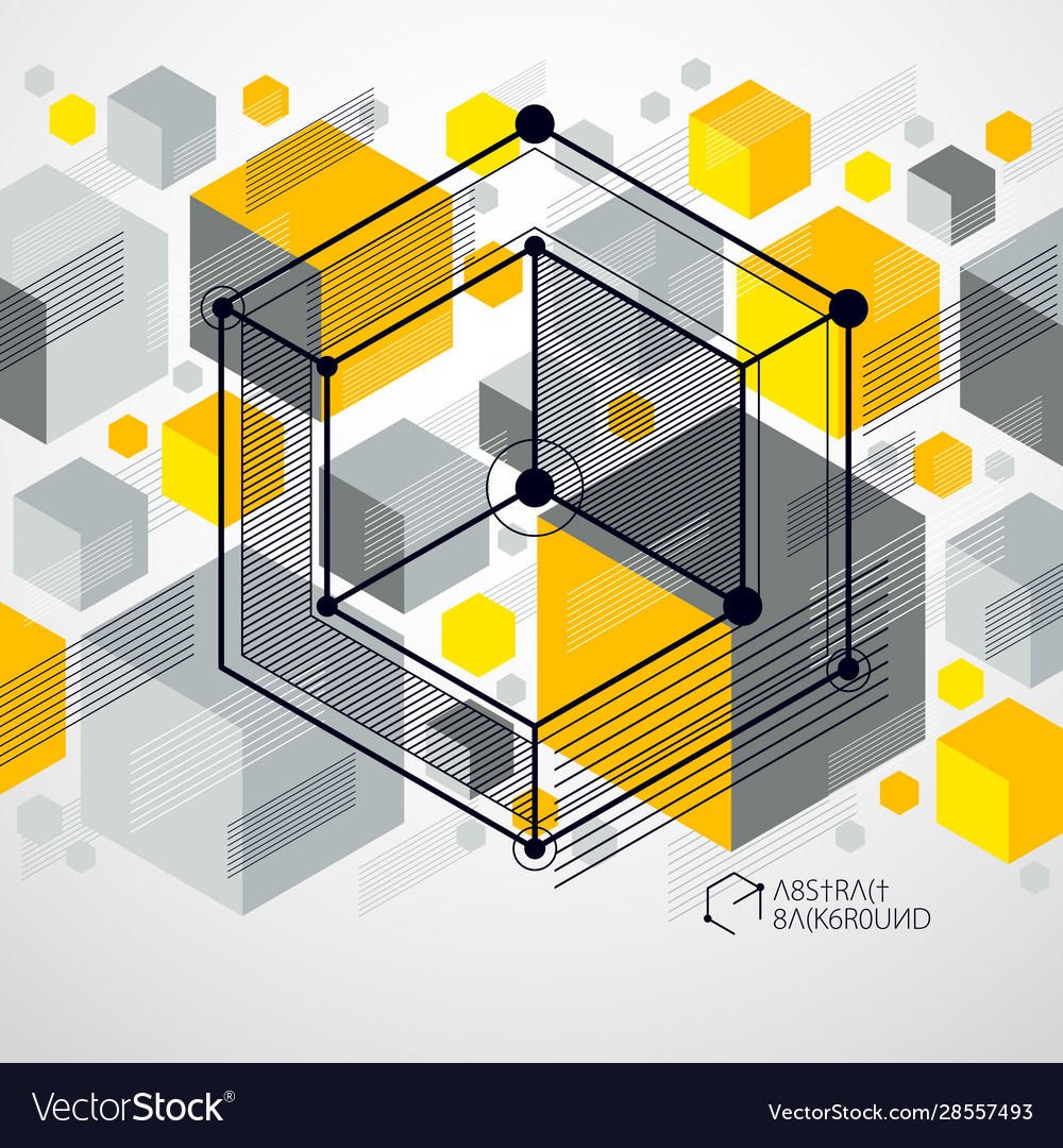 Abstract geometric 3d cube pattern and yellow vector image Abstract geometric 3d cube pattern and yellow