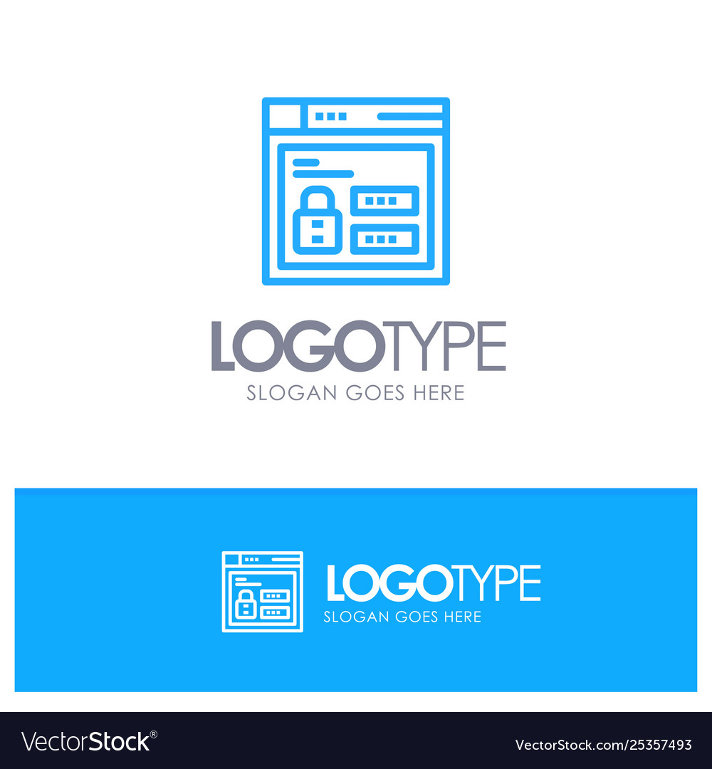 Browser web lock code blue logo line style vector image Browser web lock code blue logo line style