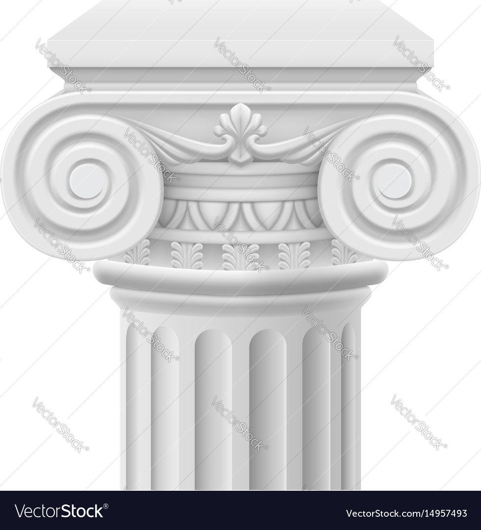 Classic ionic column on white background