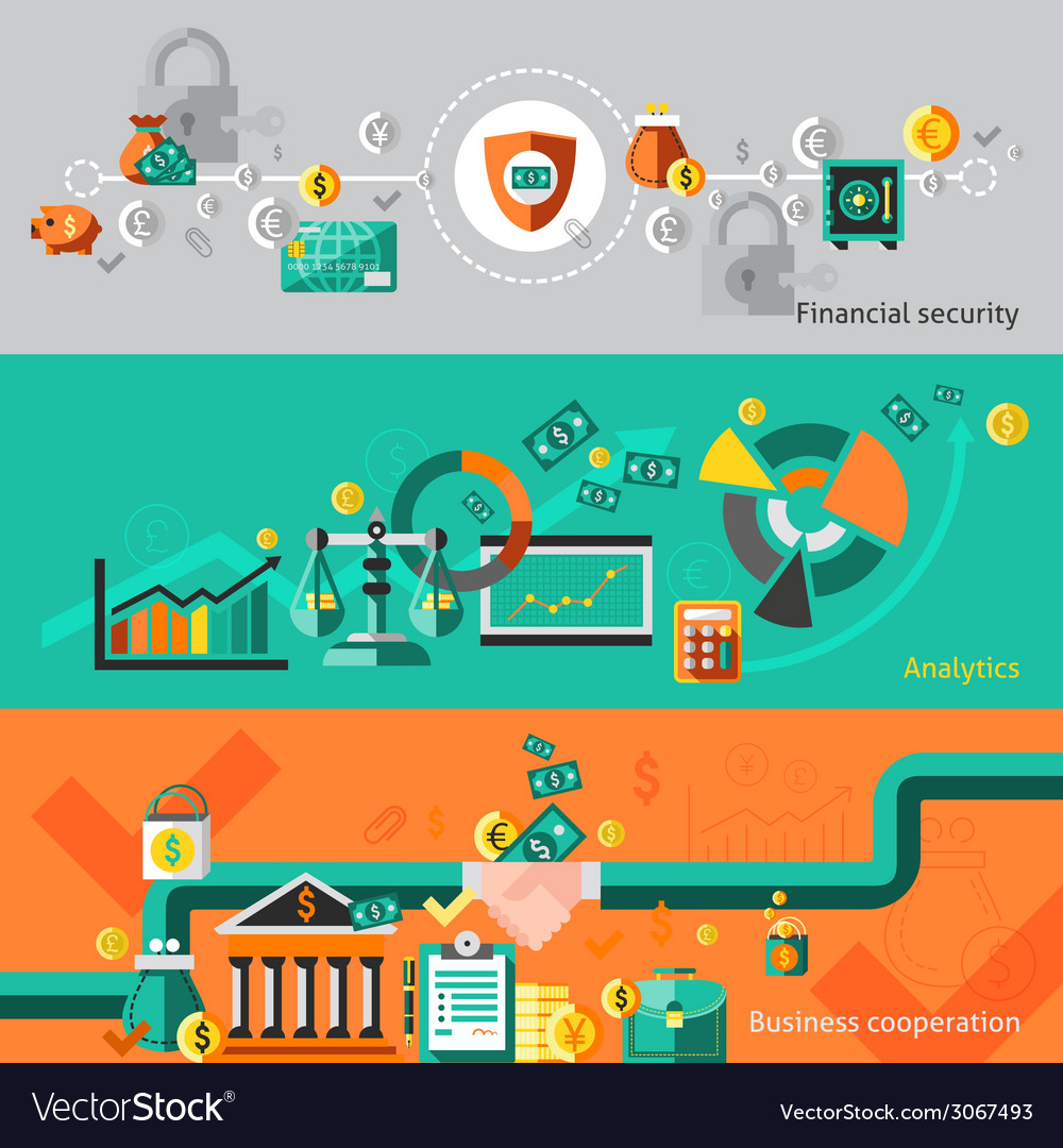 Finance Banner Set Royalty Free Vector Image Vectorstock