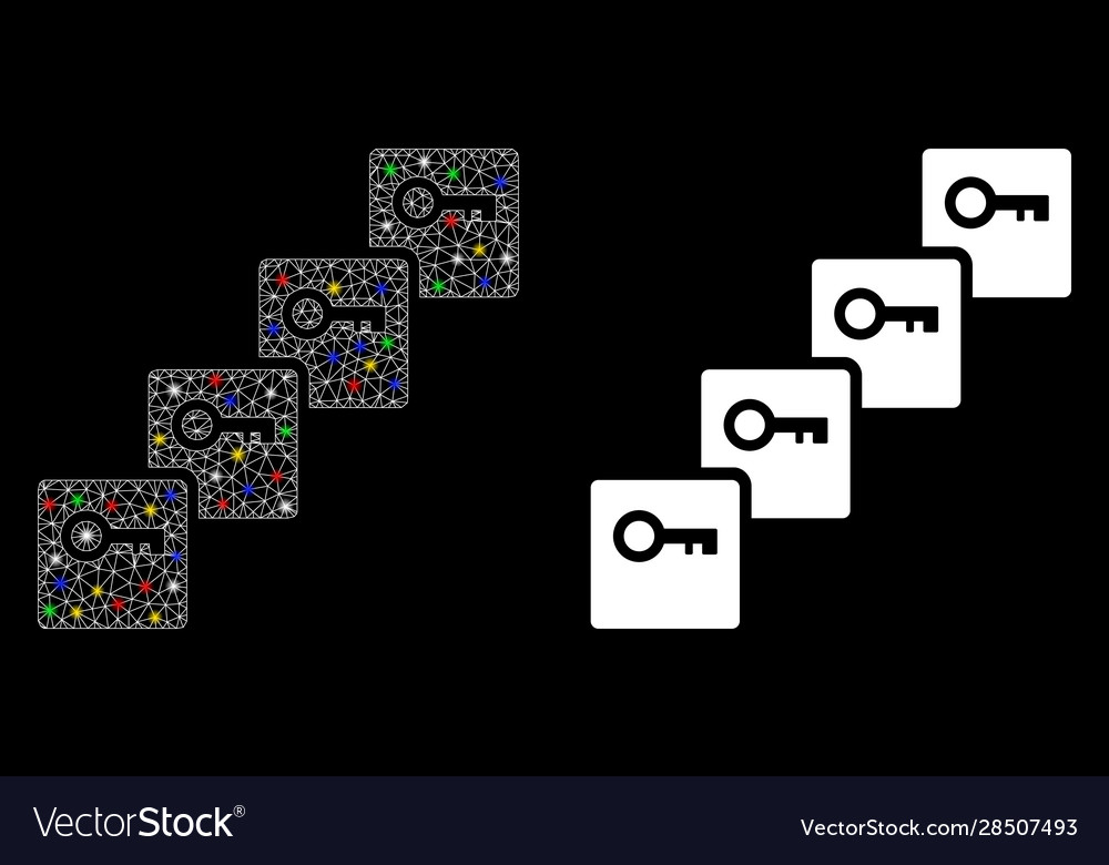 Flare mesh network key blockchain icon with vector image Flare mesh network key blockchain icon with
