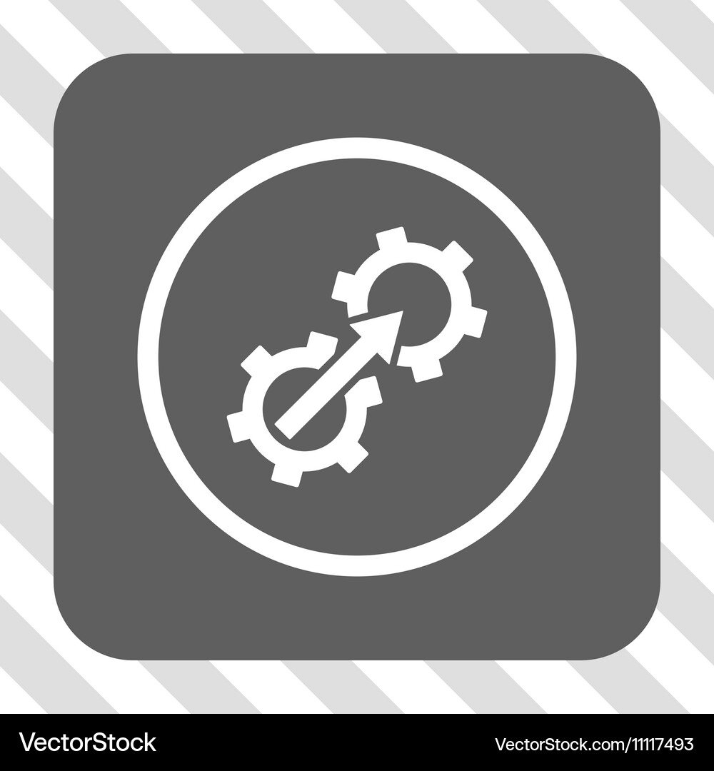 Gear integration rounded square button Royalty Free Vector