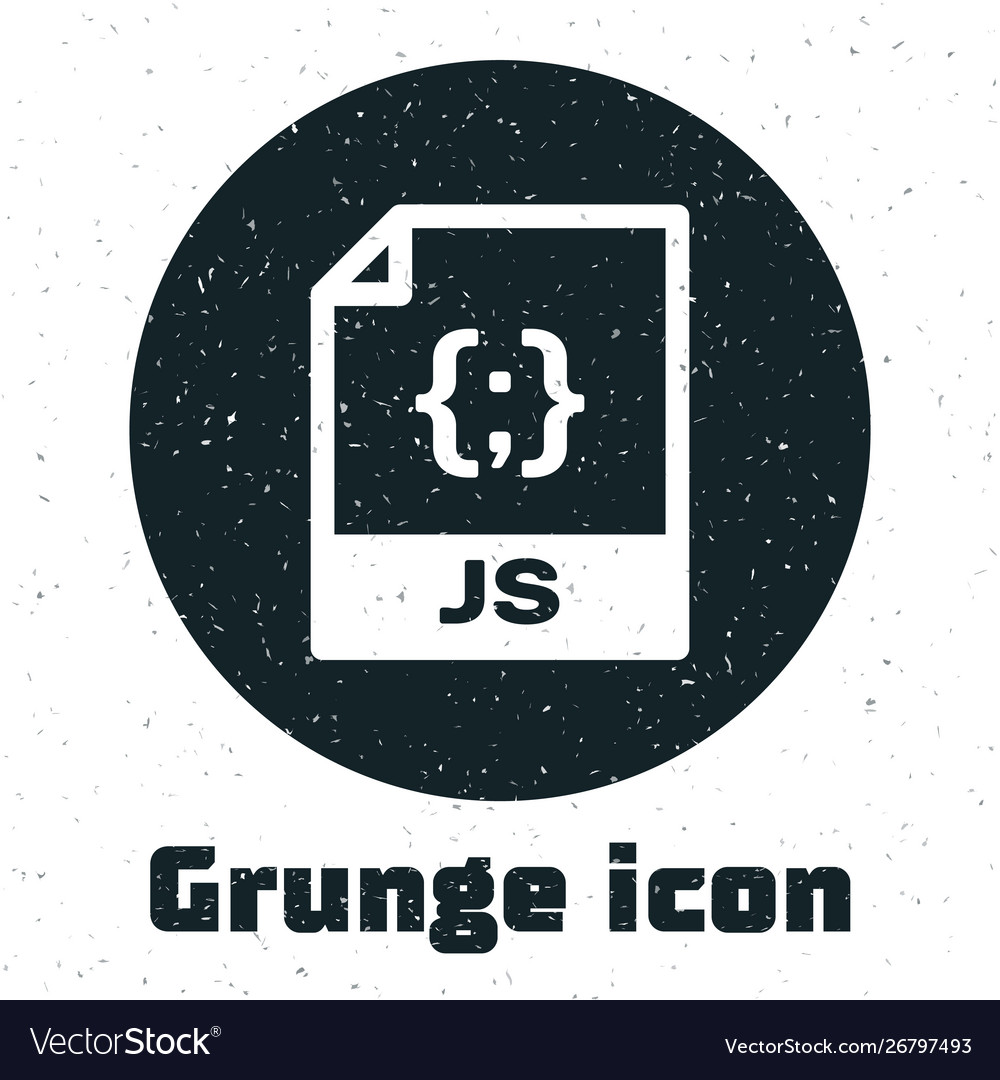 Grunge js file document download button icon vector image Grunge js file document download button icon