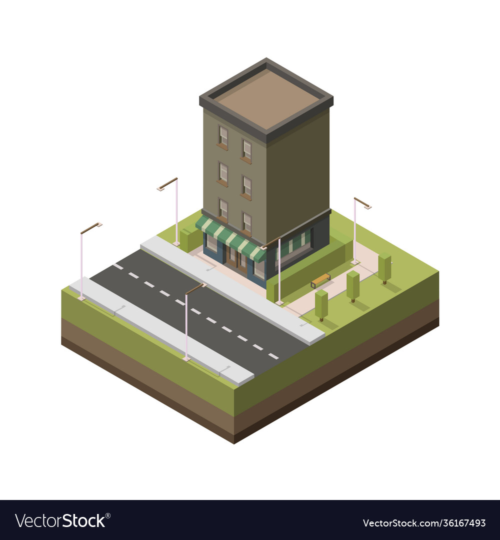 Isometric house block city element