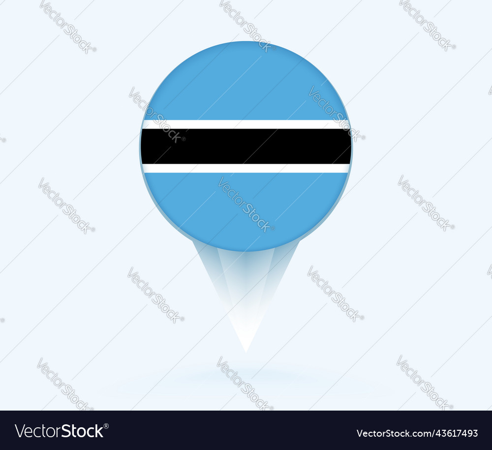 Map pointer with flag of botswana